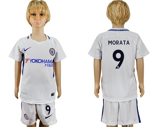 Chelsea #9 Morata Away Kid Soccer Club Jersey